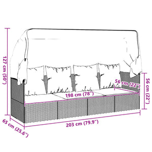 Outdoor Loungebett mit Dach Grau