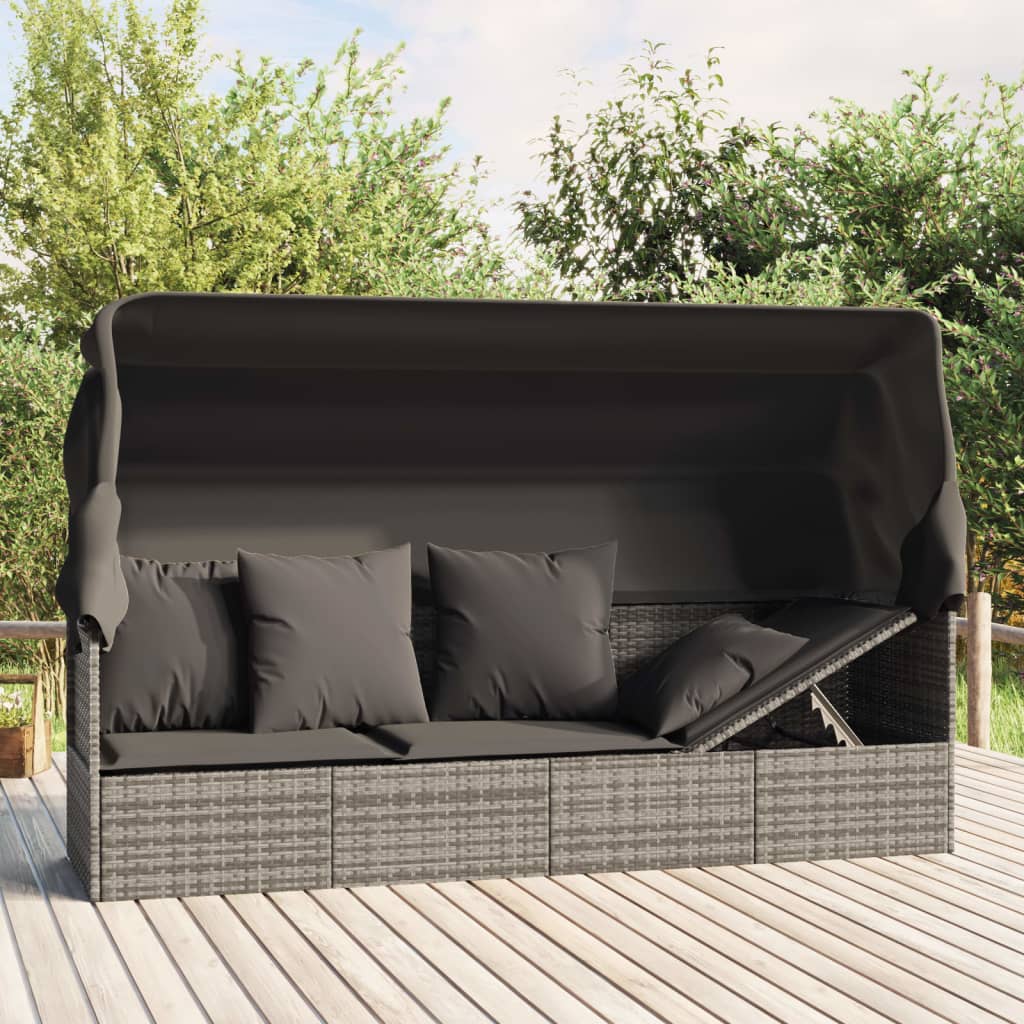 Outdoor Loungebett mit Dach Grau