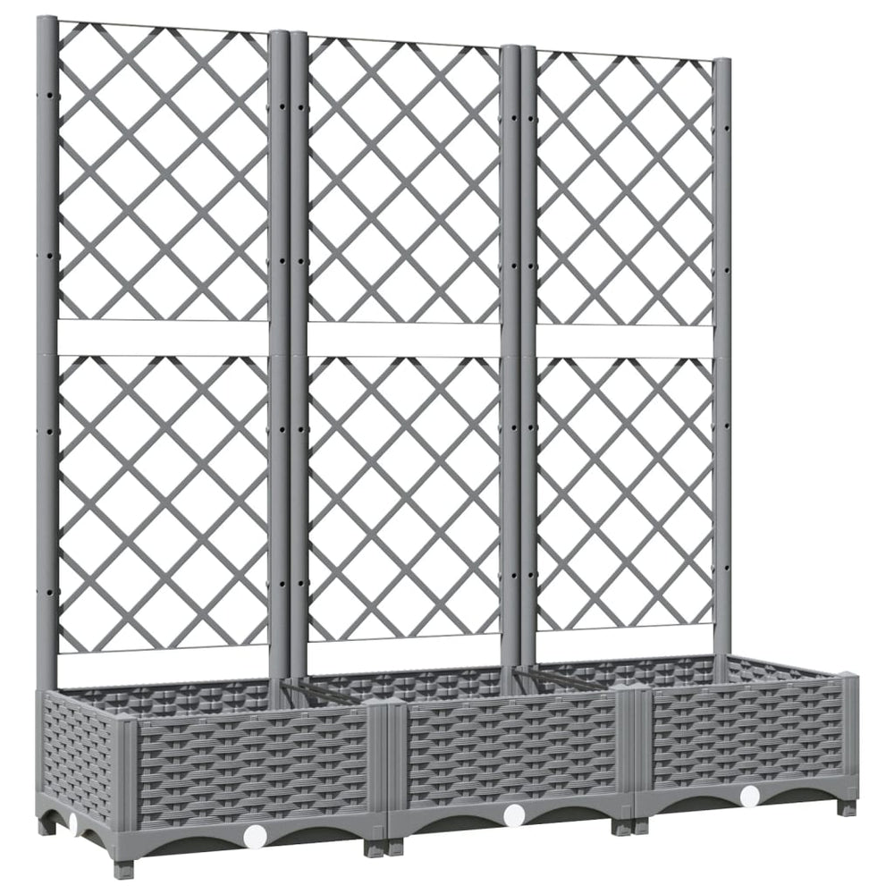 vidaXL Raised Garden Bed with Trellis Light Grey 120x40x121.5 cm PP