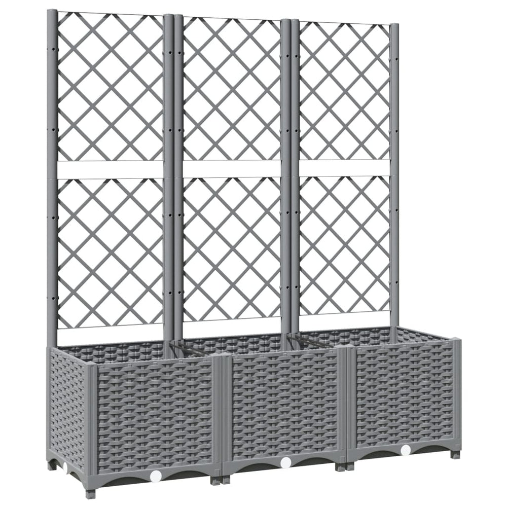 vidaXL Planter with Trellis Light Grey 120x40x136 cm PP