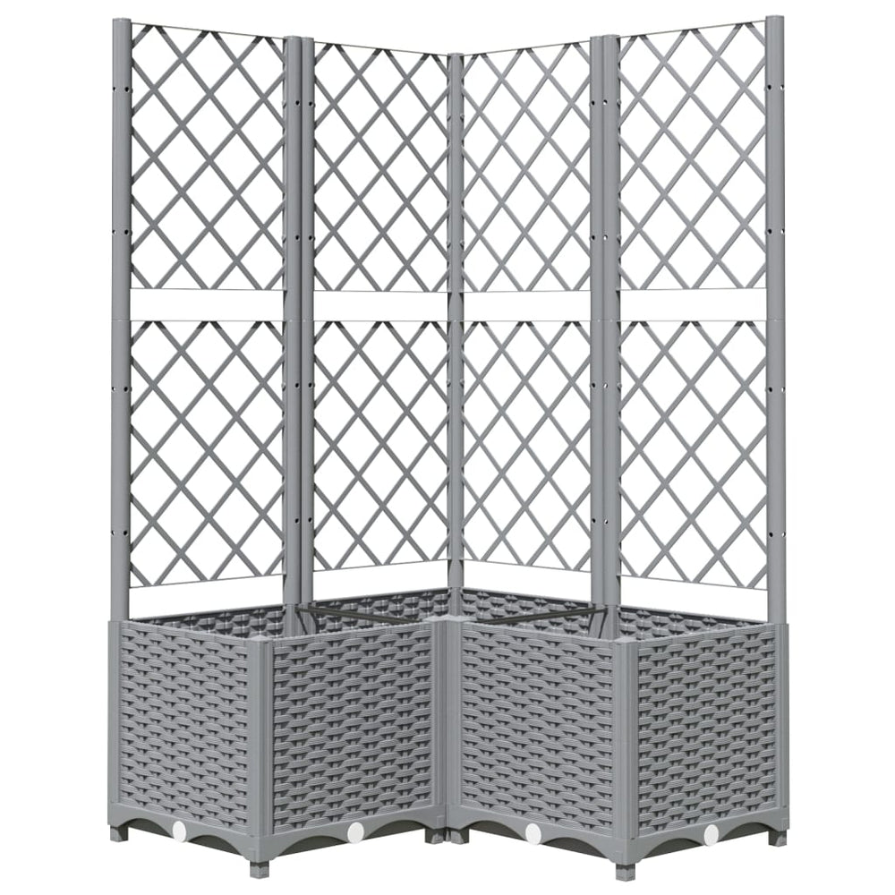 vidaXL Planter with Trellis Light Grey 80x80x136 cm PP