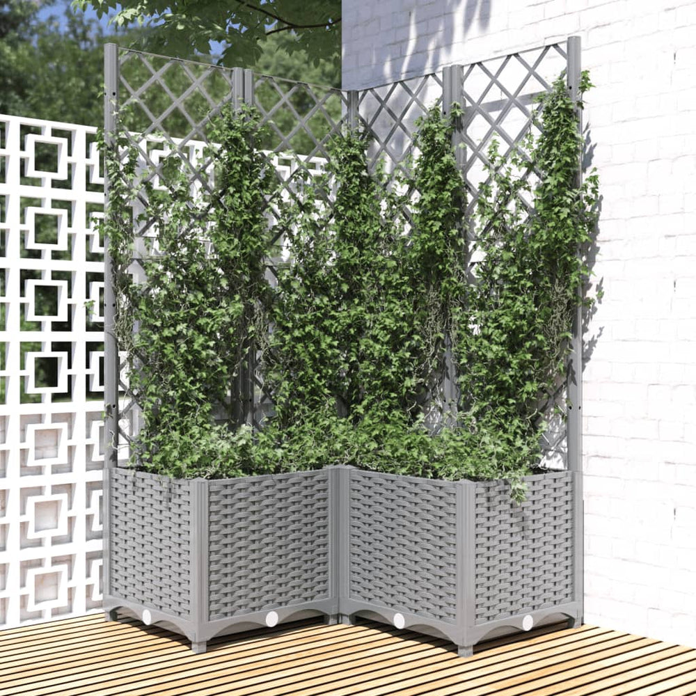 vidaXL Planter with Trellis Light Grey 80x80x136 cm PP