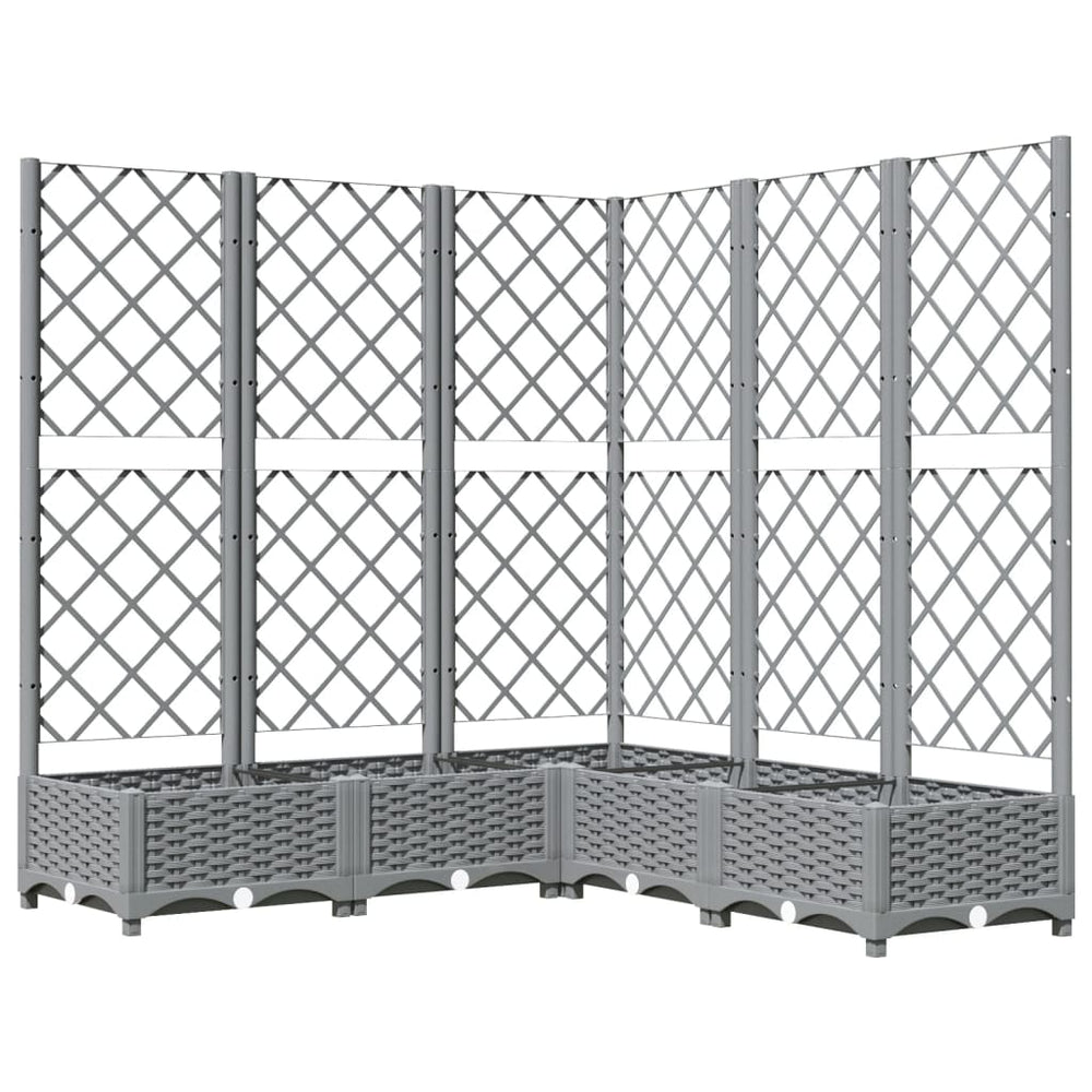 vidaXL Raised Garden Bed with Trellis Light Grey 120x120x121.5 cm PP
