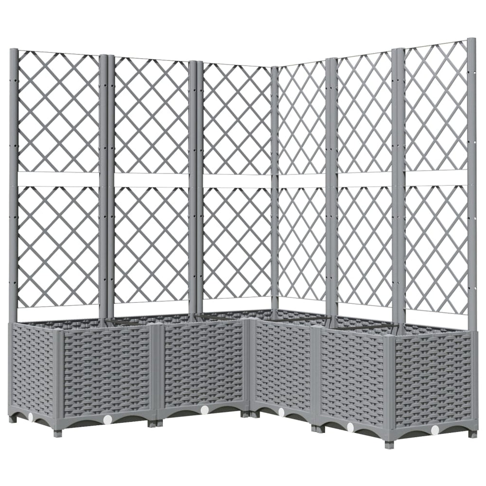 vidaXL Planter with Trellis Light Gray 120x120x136 cm PP