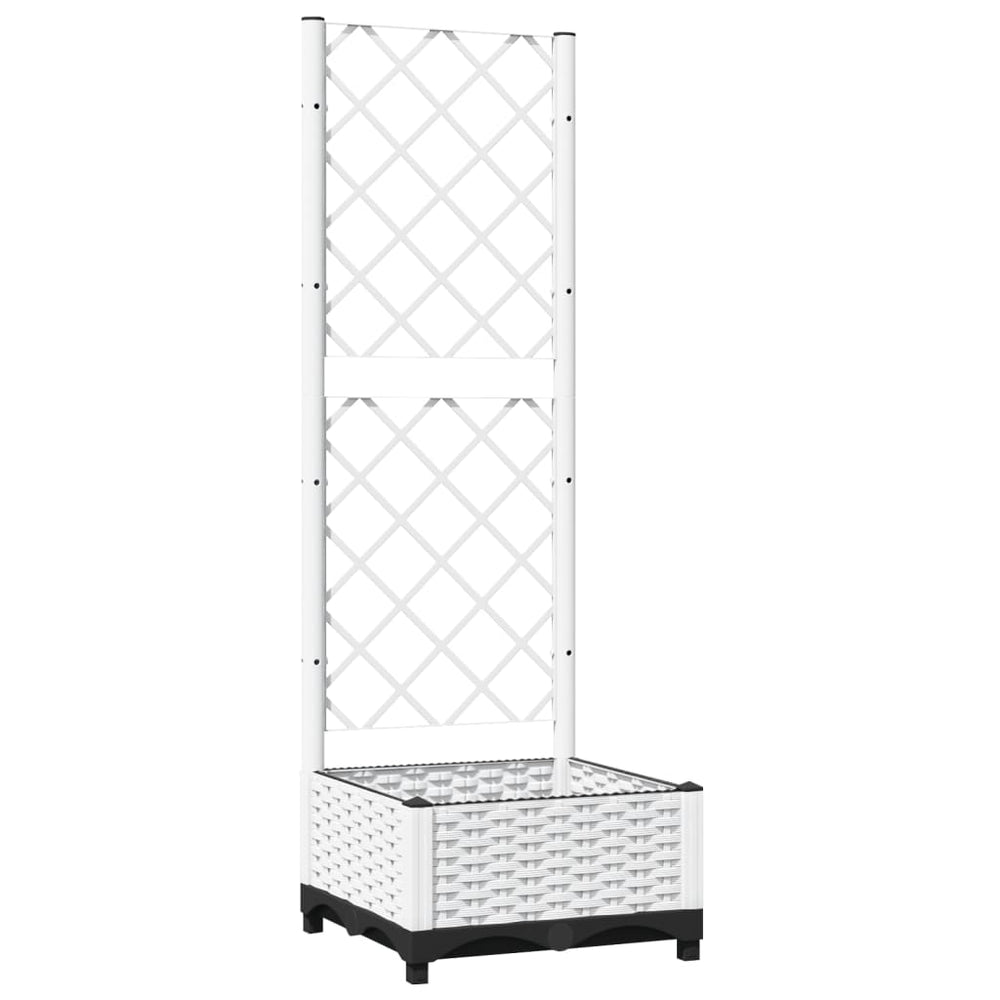 vidaXL Planter with Trellis White 40x40x121.5 cm PP