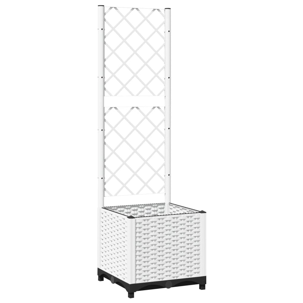 vidaXL Planter with Trellis White 40x40x136 cm PP