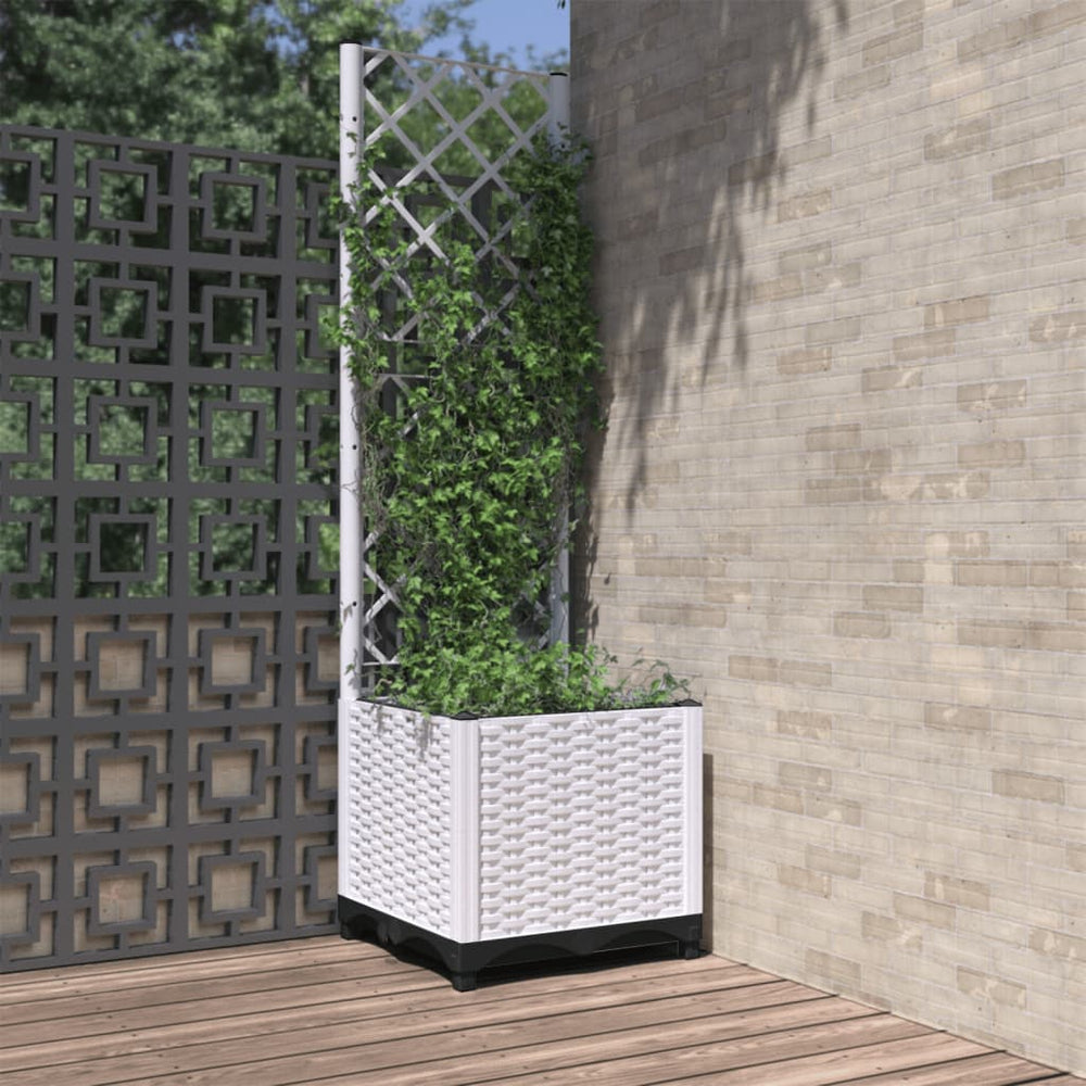 vidaXL Planter with Trellis White 40x40x136 cm PP