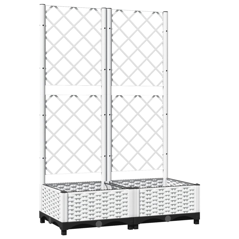 vidaXL Planter with Trellis White 80x40x121.5 cm PP