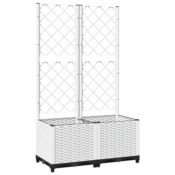 Pflanzkübel mit Rankgitter Weiß 80x40x136 cm PP