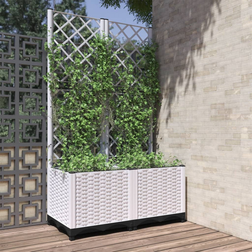 vidaXL Planter with Trellis White 80x40x136 cm PP