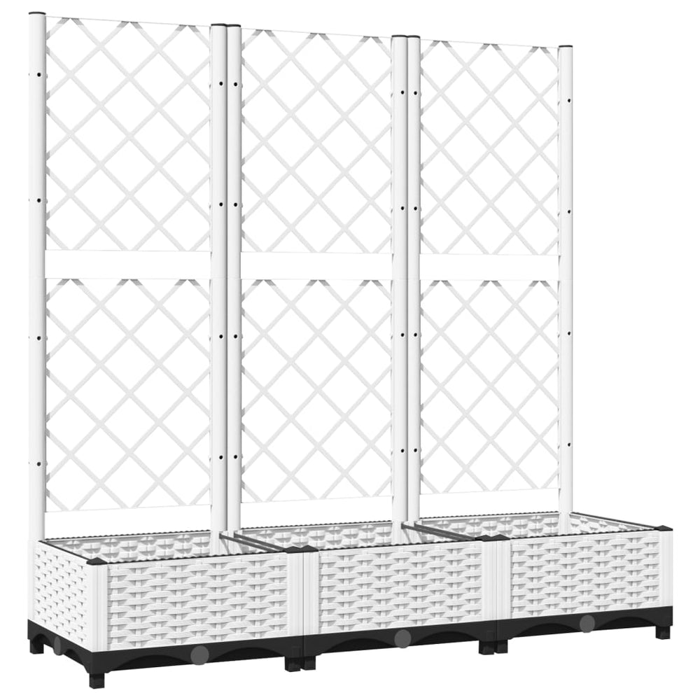 vidaXL Garden Planter with Trellis White 120 x 40 x 121.5 cm PP