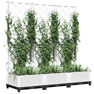 Garten-Pflanzgefäß mit Spalier Weiß 120 x 40 x 121,5 cm PP