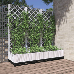 Garten-Pflanzgefäß mit Spalier Weiß 120 x 40 x 121,5 cm PP