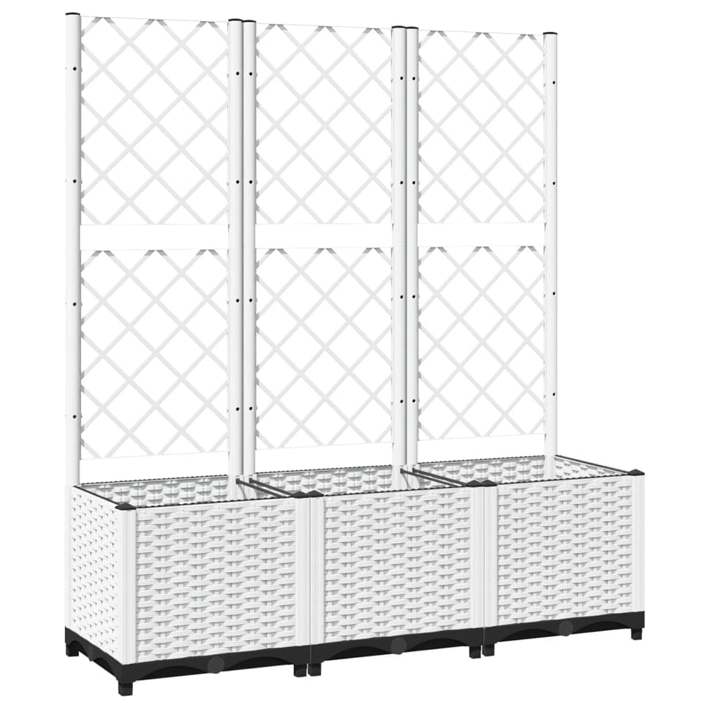 vidaXL Planter with Trellis White 120x40x136 cm PP