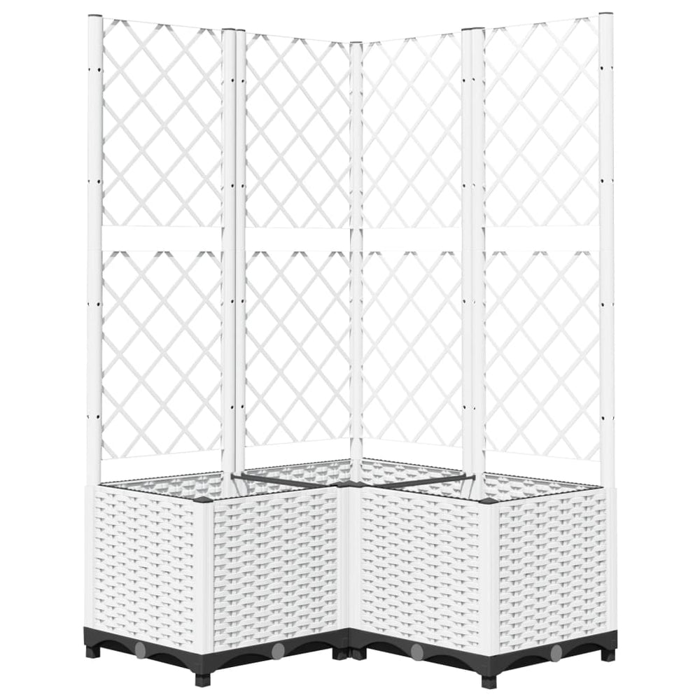vidaXL Planter with Trellis White 80x80x136 cm PP