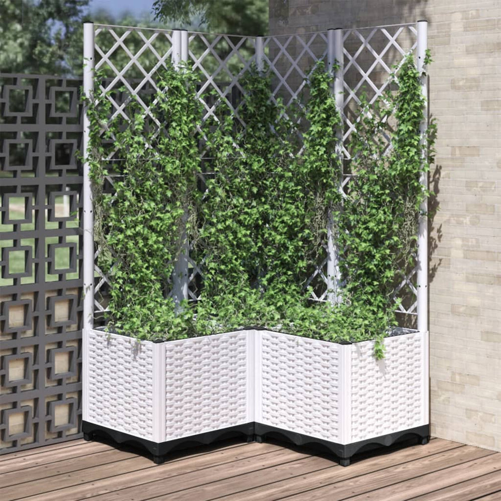 vidaXL Planter with Trellis White 80x80x136 cm PP