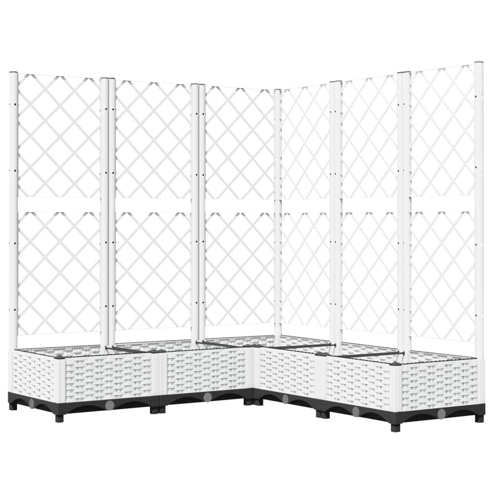 vidaXL Raised Garden Bed with Trellis White 120x120x121.5 cm PP