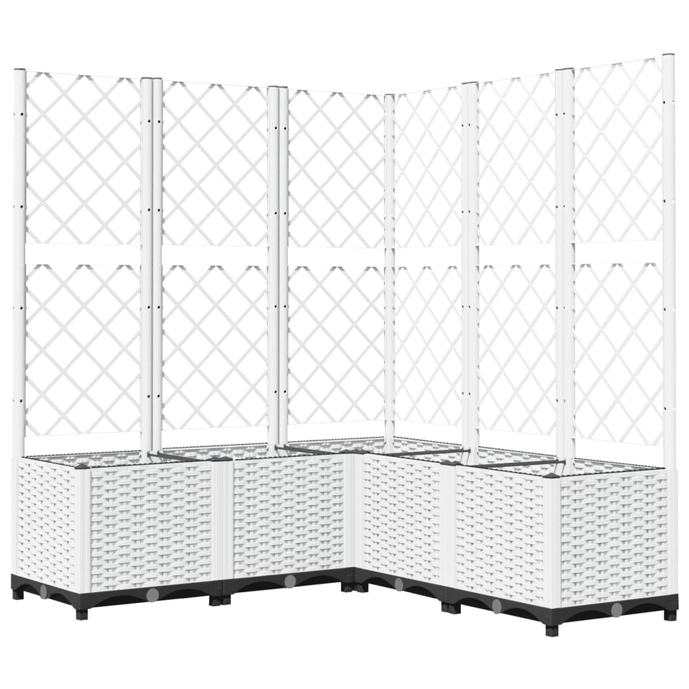 vidaXL Planter with Trellis White 120x120x136 cm PP