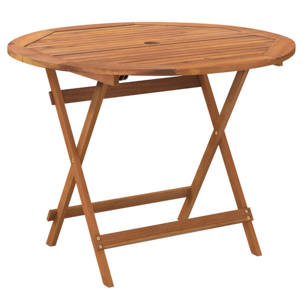 vidaXL Folding Garden Table Ø 90x75 cm Solid Acacia Wood