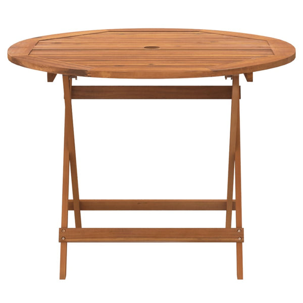vidaXL Folding Garden Table Ø 90x75 cm Solid Acacia Wood
