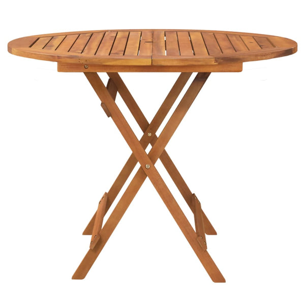 vidaXL Folding Garden Table Ø 90x75 cm Solid Acacia Wood