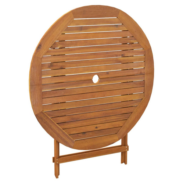 vidaXL Folding Garden Table Ø 90x75 cm Solid Acacia Wood