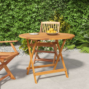 vidaXL Folding Garden Table Ø 90x75 cm Solid Acacia Wood
