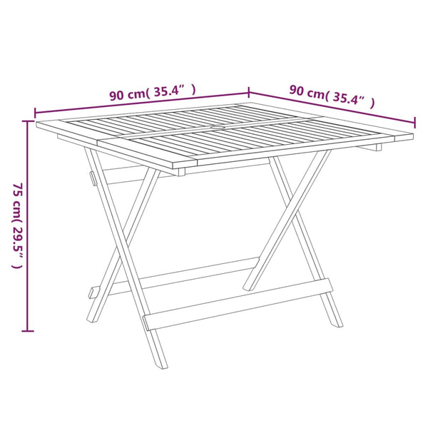 Klappbarer Gartentisch Akazie 90x90 cm
