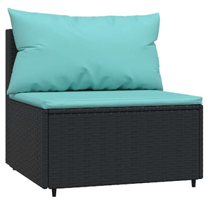 Poly Rattan Garten Mittelsofas mit Kissen, 2er-Set