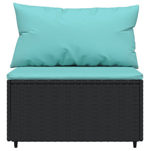 Poly Rattan Garten Mittelsofas mit Kissen, 2er-Set