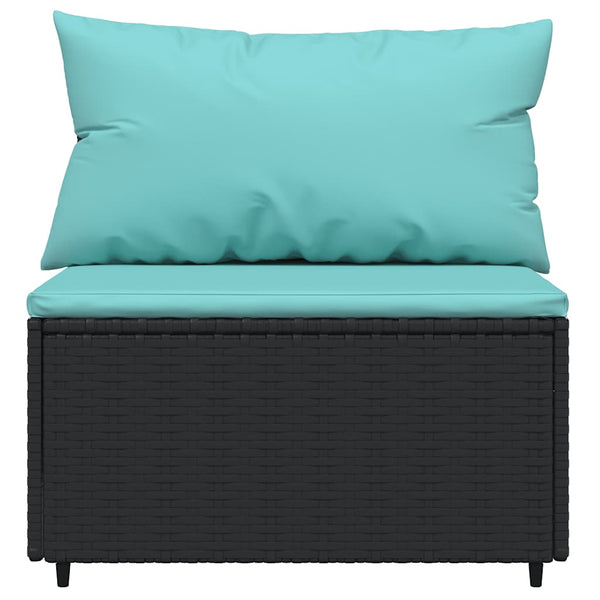 Poly Rattan Garten Mittelsofas mit Kissen, 2er-Set