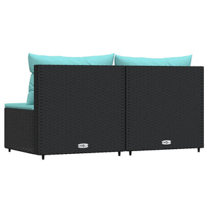 Poly Rattan Garten Mittelsofas mit Kissen, 2er-Set
