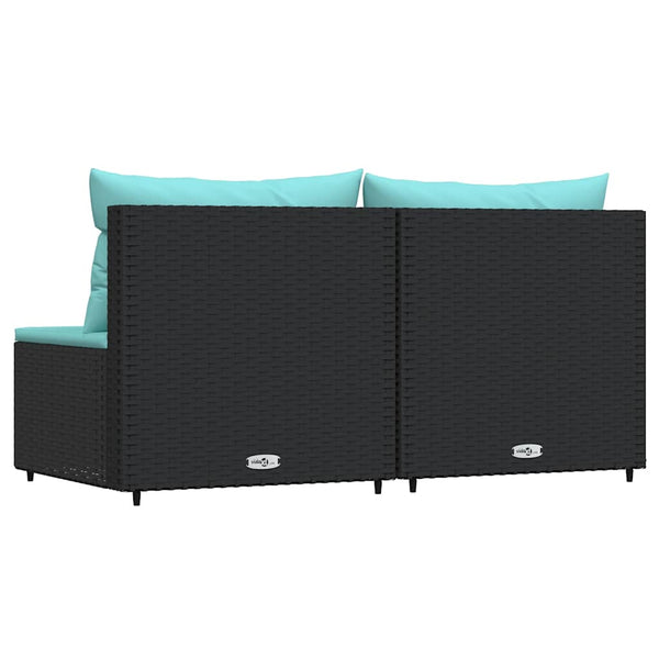 Poly Rattan Garten Mittelsofas mit Kissen, 2er-Set