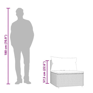 Poly Rattan Garten Mittelsofas mit Kissen, 2er-Set