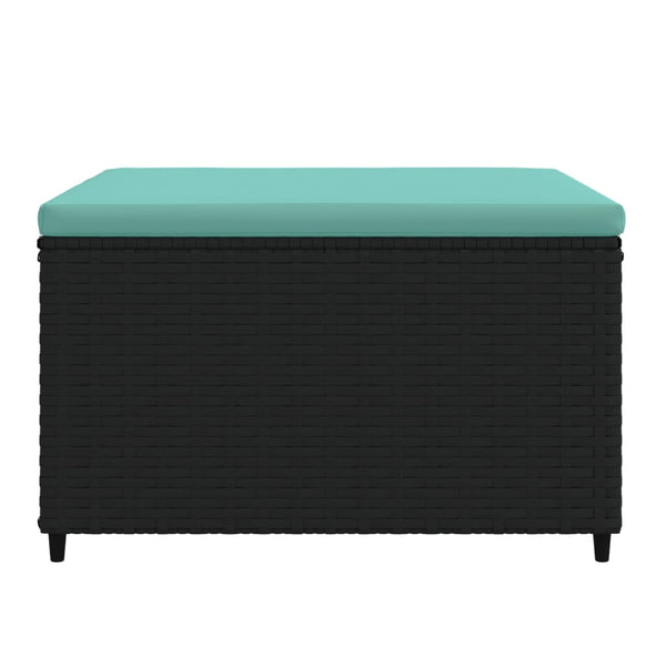 Gartenhocker mit Kissen Schwarz Poly Rattan