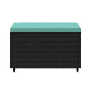 Gartenhocker mit Kissen Schwarz Poly Rattan