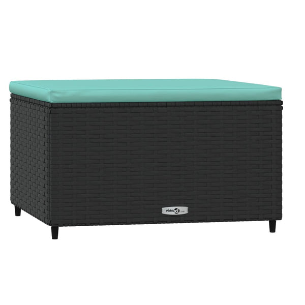 Gartenhocker mit Kissen, 2er Set, Poly Rattan Schwarz
