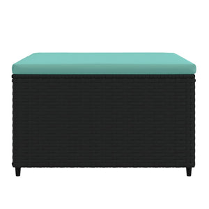 Gartenhocker mit Kissen, 2er Set, Poly Rattan Schwarz