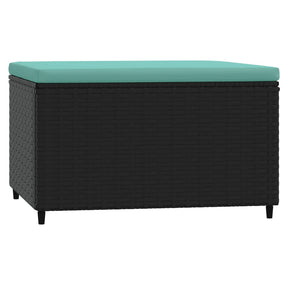 Gartenhocker mit Kissen, 2er Set, Poly Rattan Schwarz