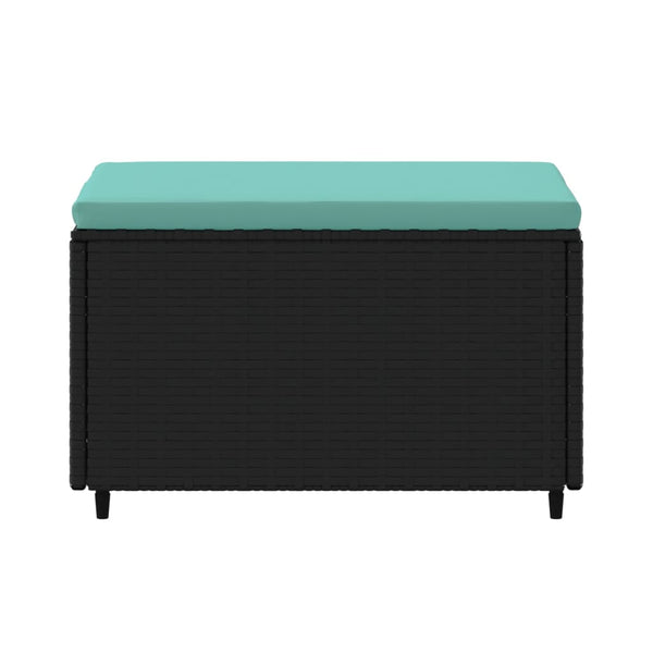 Gartenhocker mit Kissen, 2er Set, Poly Rattan Schwarz