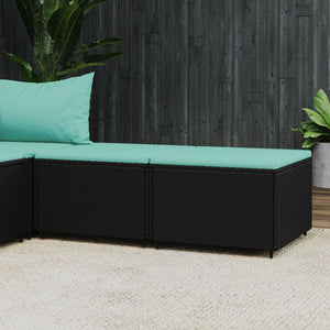 Gartenhocker mit Kissen, 2er Set, Poly Rattan Schwarz