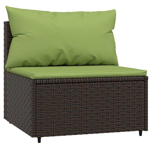 Garten Mittelsofas mit Kissen Braun Poly Rattan 2er Set