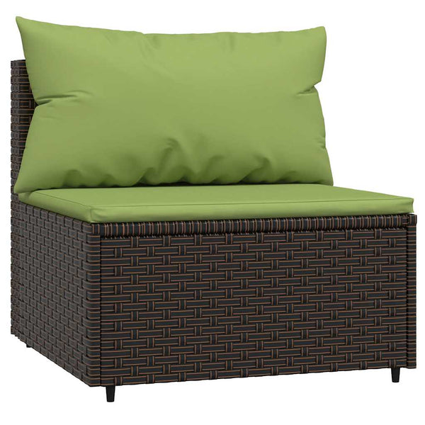 Garten Mittelsofas mit Kissen Braun Poly Rattan 2er Set