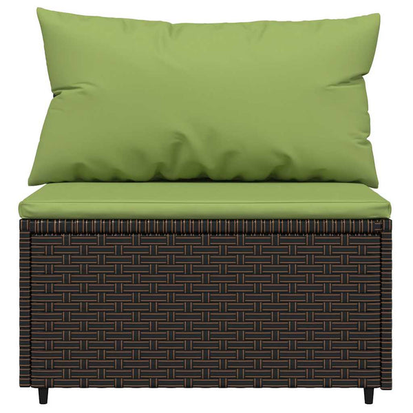 Garten Mittelsofas mit Kissen Braun Poly Rattan 2er Set