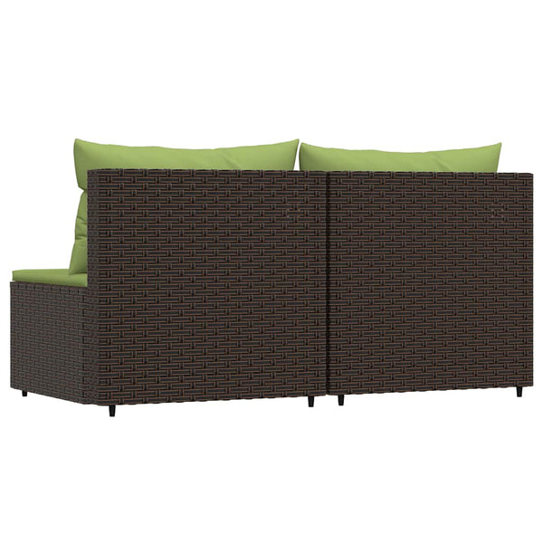 Garten Mittelsofas mit Kissen Braun Poly Rattan 2er Set