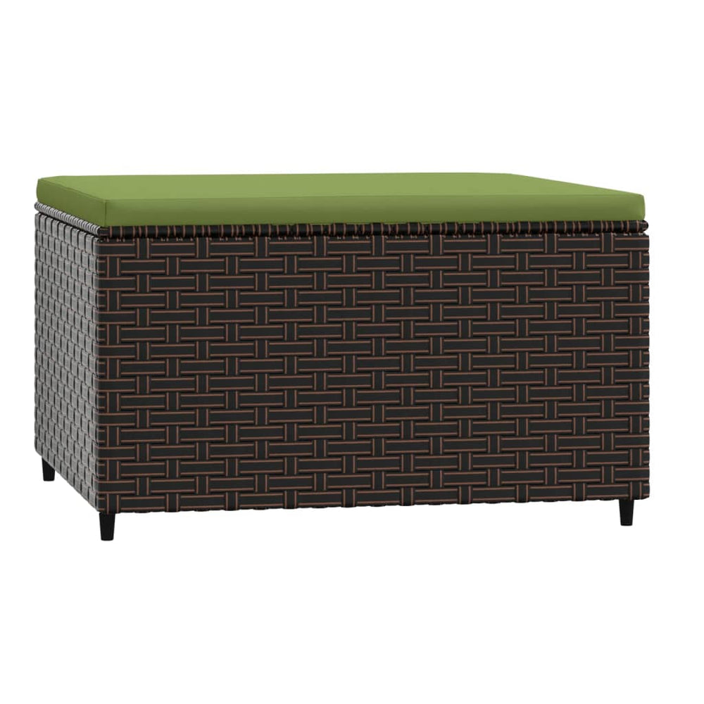 Gartenhocker Braun Poly Rattan mit Kissen