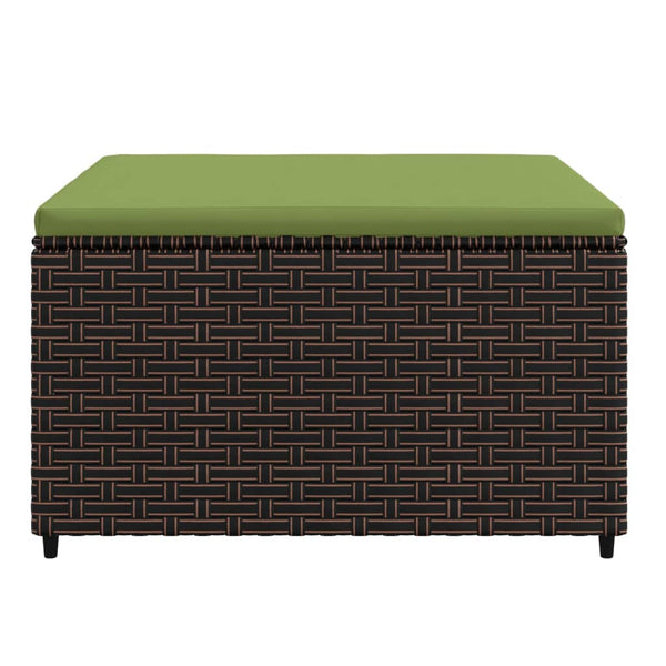 Gartenhocker Braun Poly Rattan mit Kissen