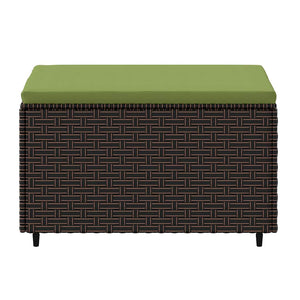 Gartenhocker Braun Poly Rattan mit Kissen