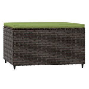 Gartenhocker Braun Poly Rattan mit Kissen