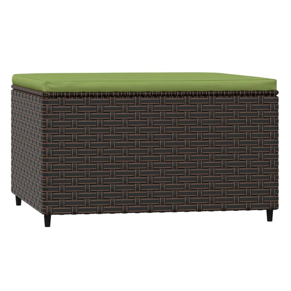 Gartenhocker Braun Poly Rattan mit Kissen